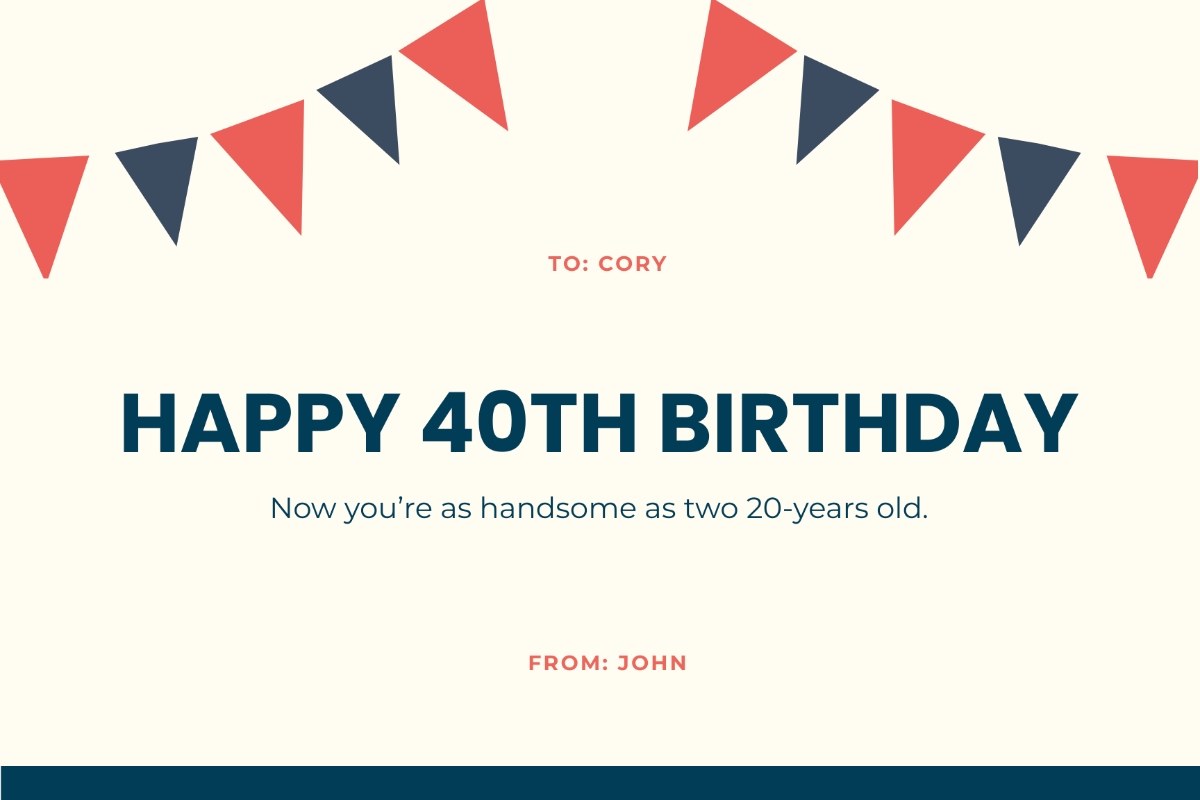 Free 40th Birthday Card Templates Editable And Printable