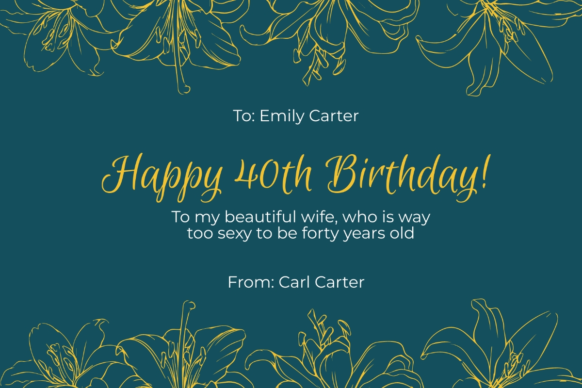 Free Printable 40th Birthday Card Template To Edit Online