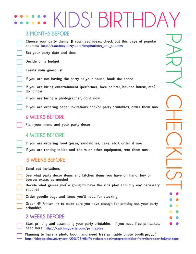 FREE Printable Kids Party Planning Checklist Catch My Party FREE Printable Kids Party Planning Checklist Catch My Party
