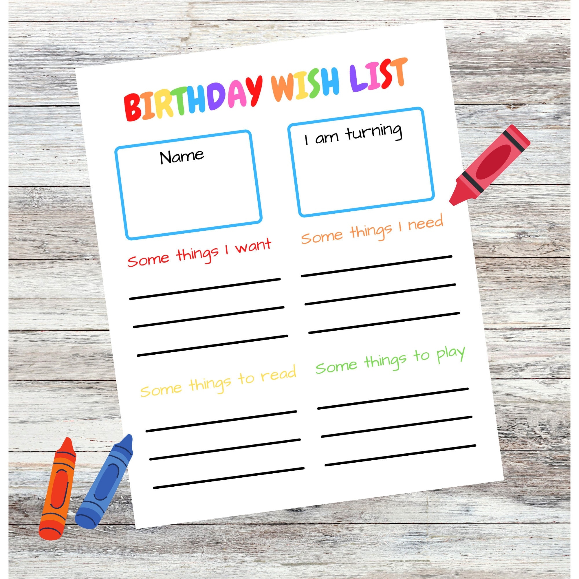birthday wish list printable