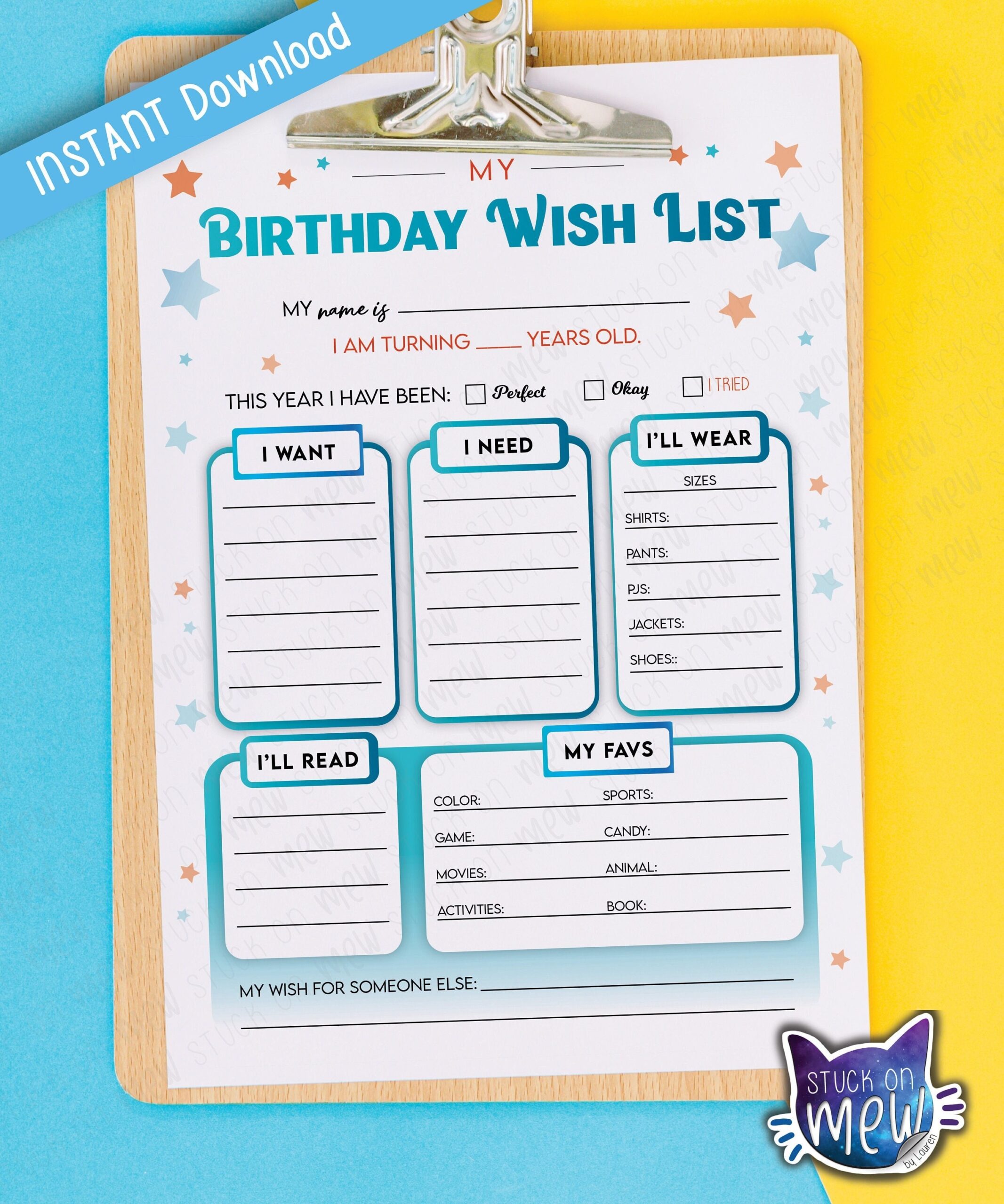 Printable Birthday Gift Wish List Template Kid s Birthday Wish List My Wish List Birthday Gift Ideas List Bday Gift Ideas Present Ideas Etsy