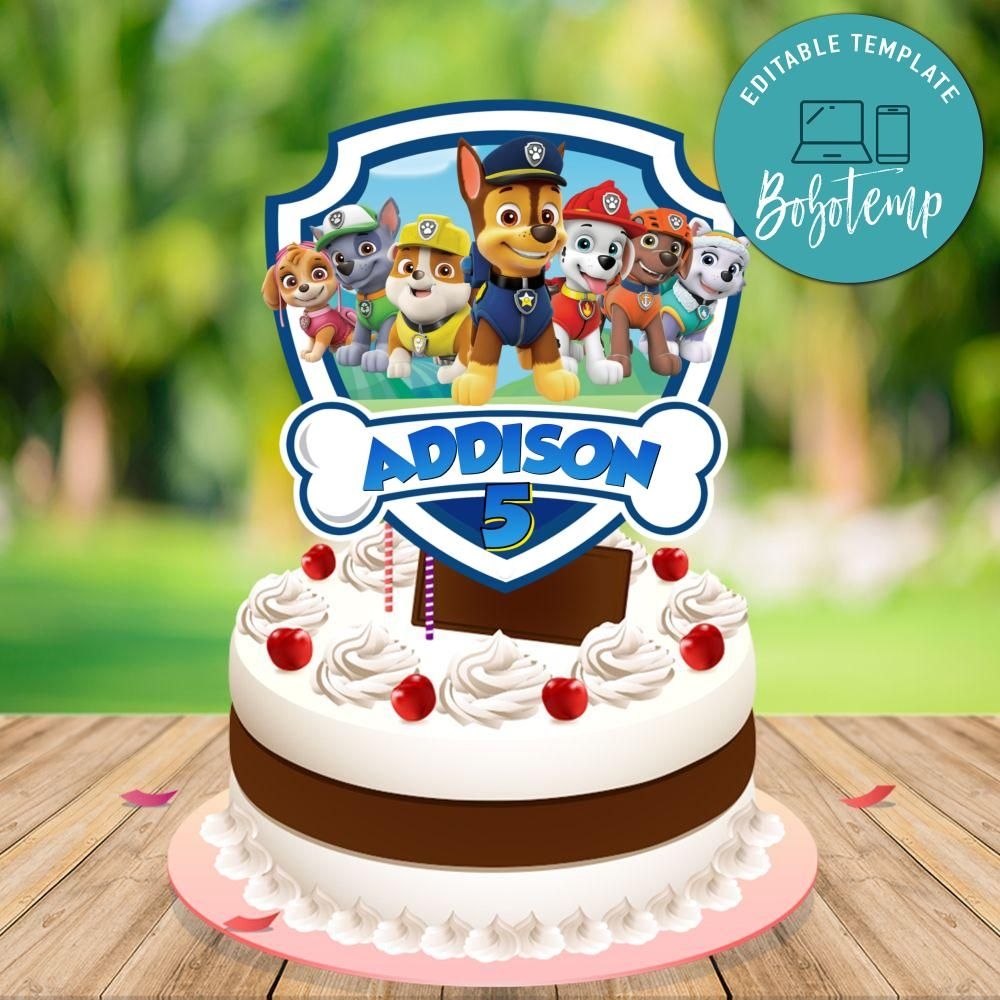 Printable Paw Patrol Birthday Cake Topper Template DIY