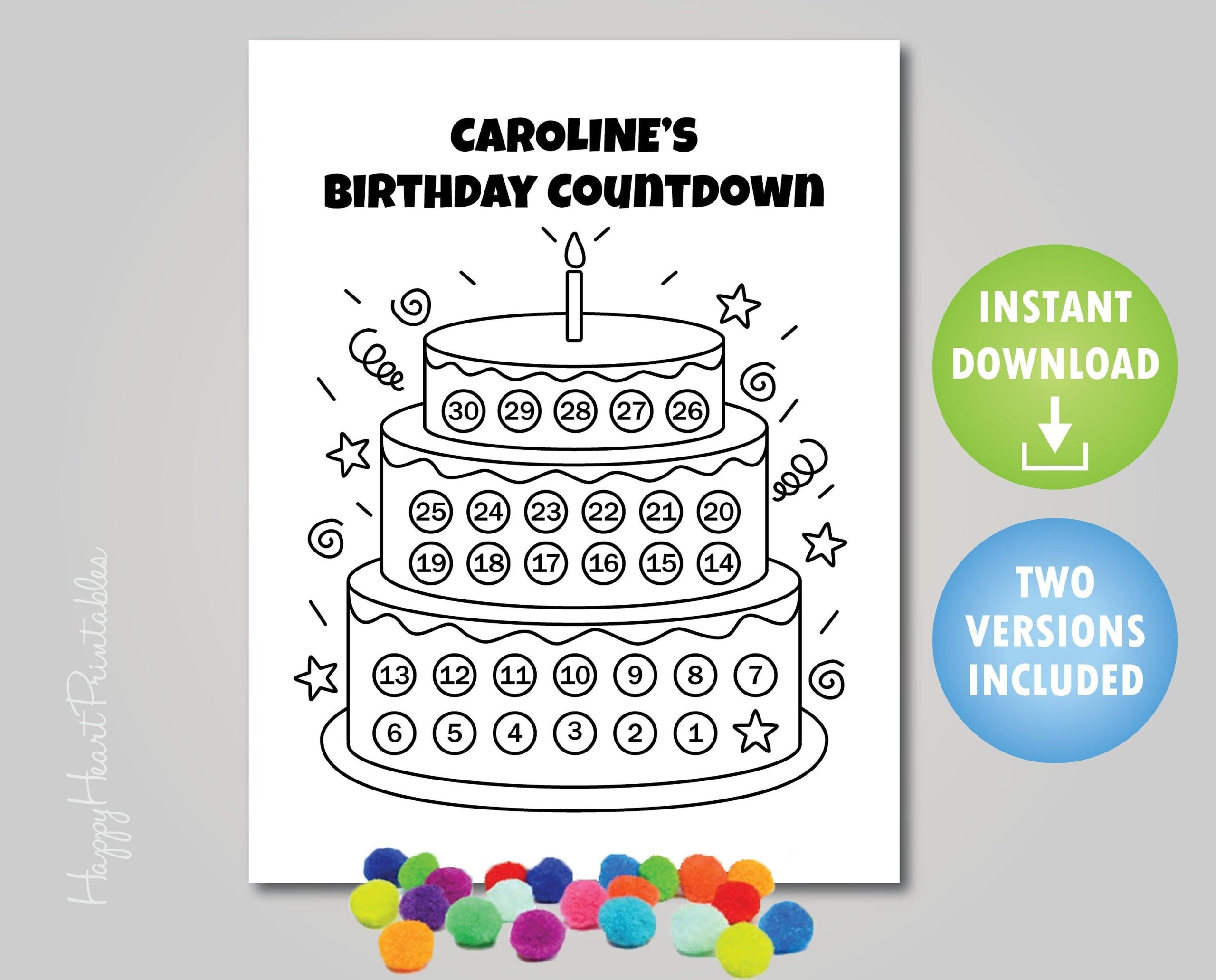 birthday calendar countdown printable