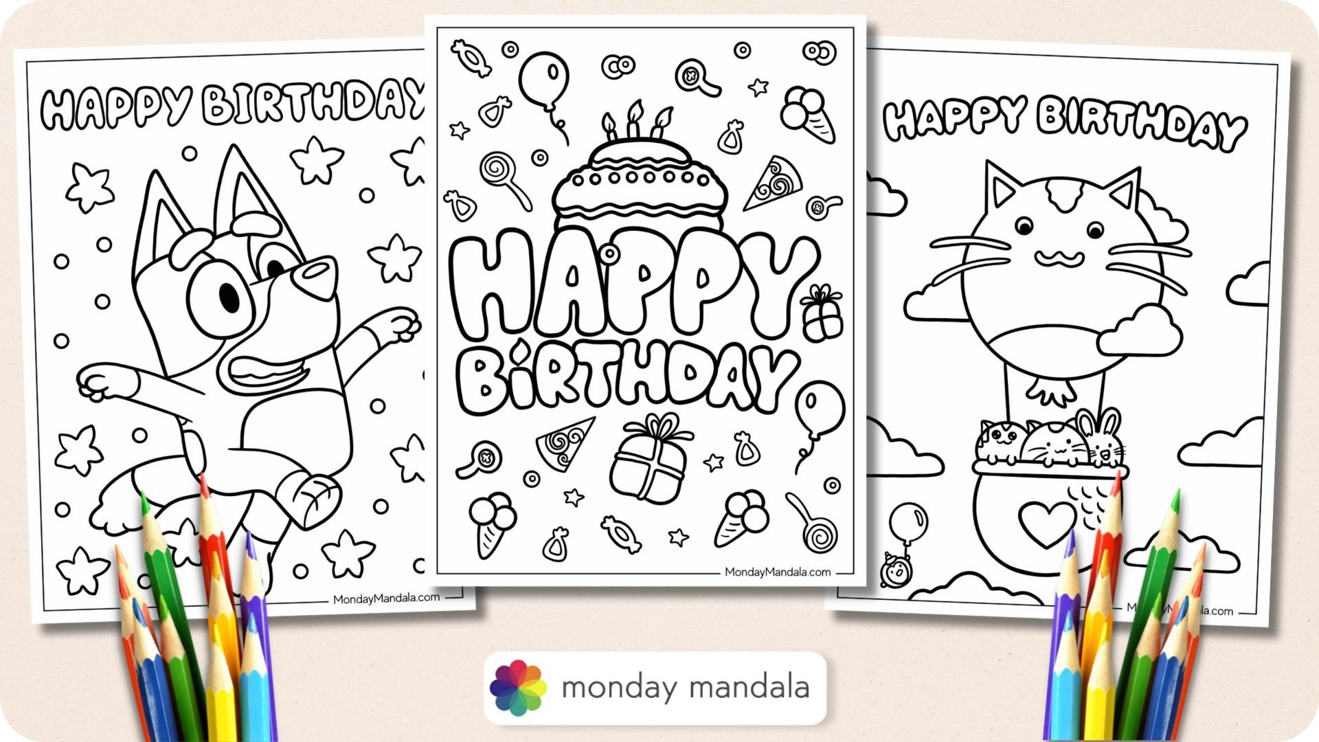 happy birthday coloring pages printable pdf