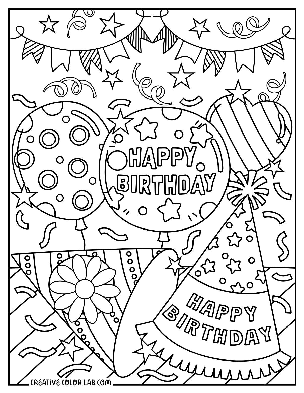 Happy Birthday Coloring Page Free Printable