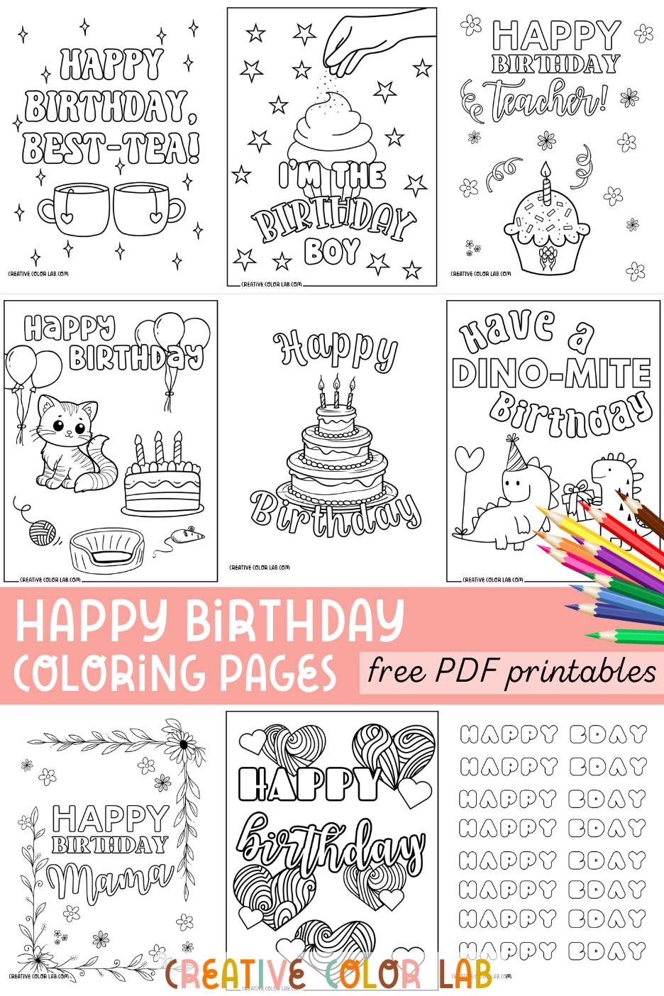 46 Happy Birthday Coloring Pages Free PDF Printables