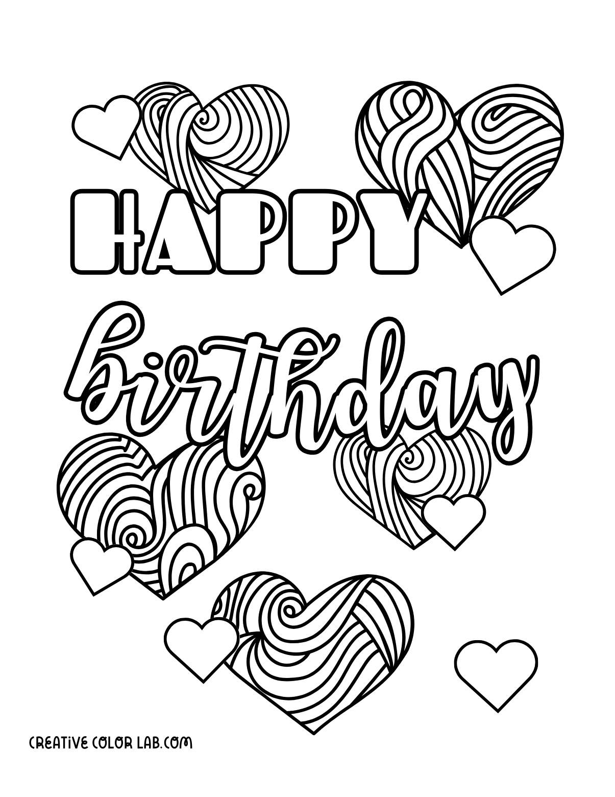 46 Happy Birthday Coloring Pages Free PDF Printables
