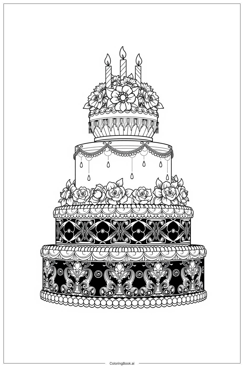 60 Birthday Cake Coloring Pages Free PDF U0026 PNG Printables 