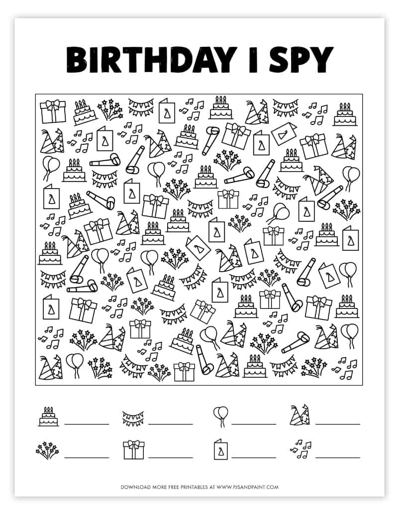 8 Free Printable Birthday Themed Games And Activities Pjs And Paint 8 Free Printable Birthday Themed Games And Activities Pjs And Paint