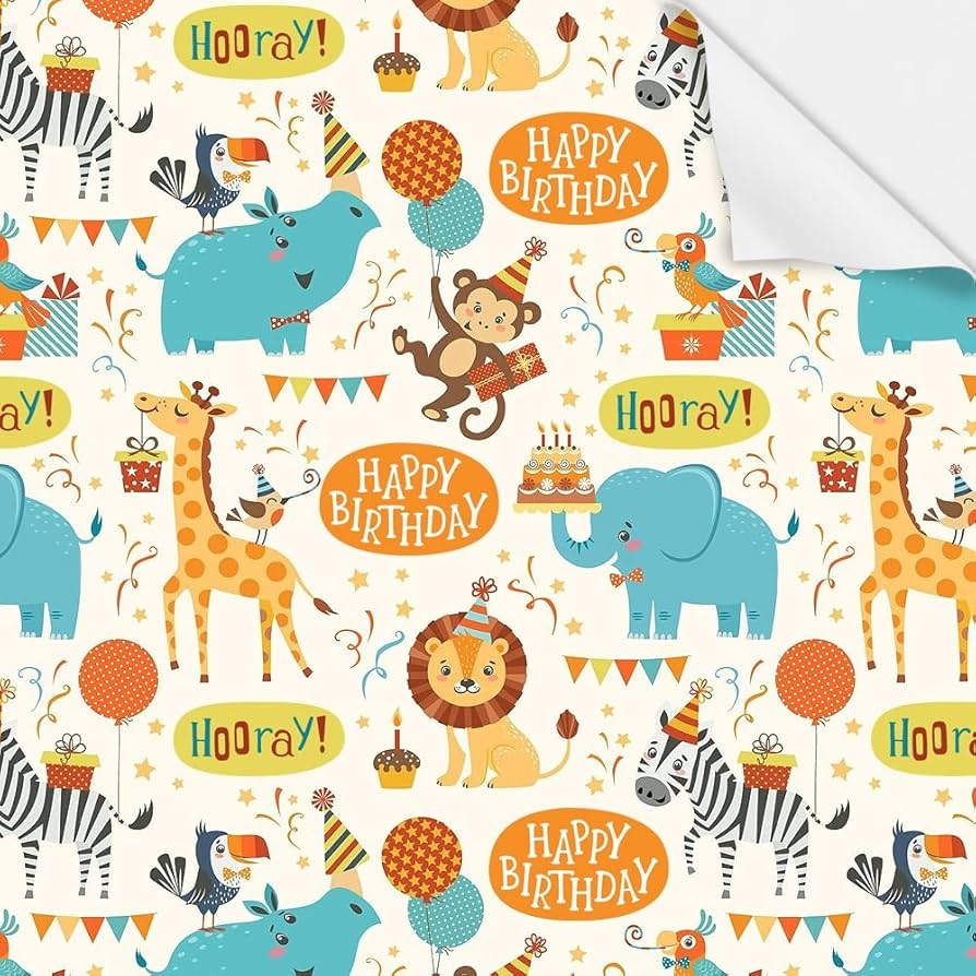 Amazon Birthday Wrapping Paper For Kids Girls Boys Animals Party Design Gift Wrap Paper For Birthday Baby Shower 4 Sheets Folded Flat 20x28 Inches Per Sheet Health U0026 Household Amazon Birthday Wrapping Paper For Kids Girls Boys Animals Party Design Gift Wrap Paper For Birthday Baby Shower 4 Sheets Folded Flat 20x28 Inches Per Sheet Health U0026 Household
