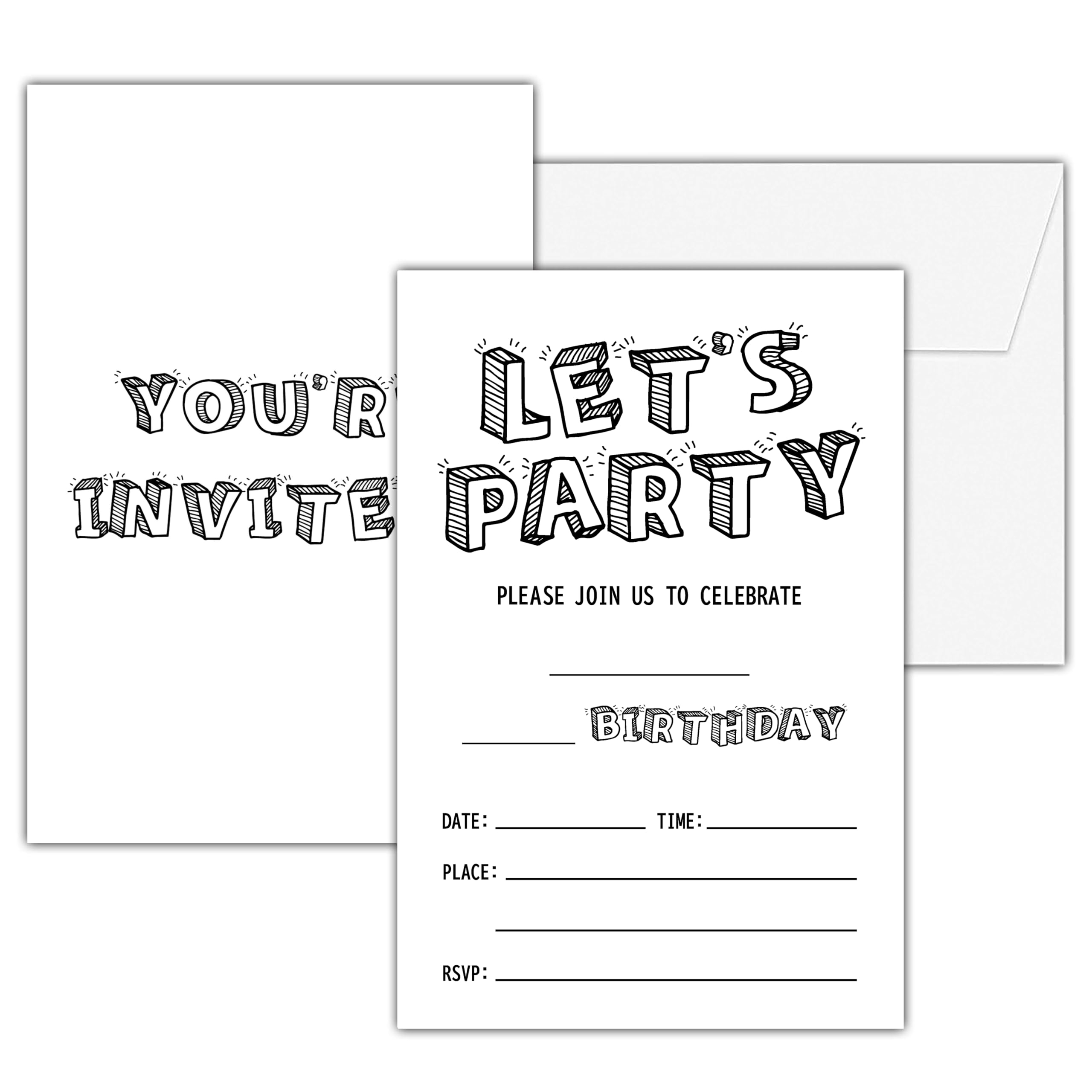 Amazon Black And White Birthday Invitations 25 Double Sided Invitation Cards With 25 Envelopes Let s Party Decoration Supplies C04 Home U0026 Kitchen Amazon Black And White Birthday Invitations 25 Double Sided Invitation Cards With 25 Envelopes Let s Party Decoration Supplies C04 Home U0026 Kitchen