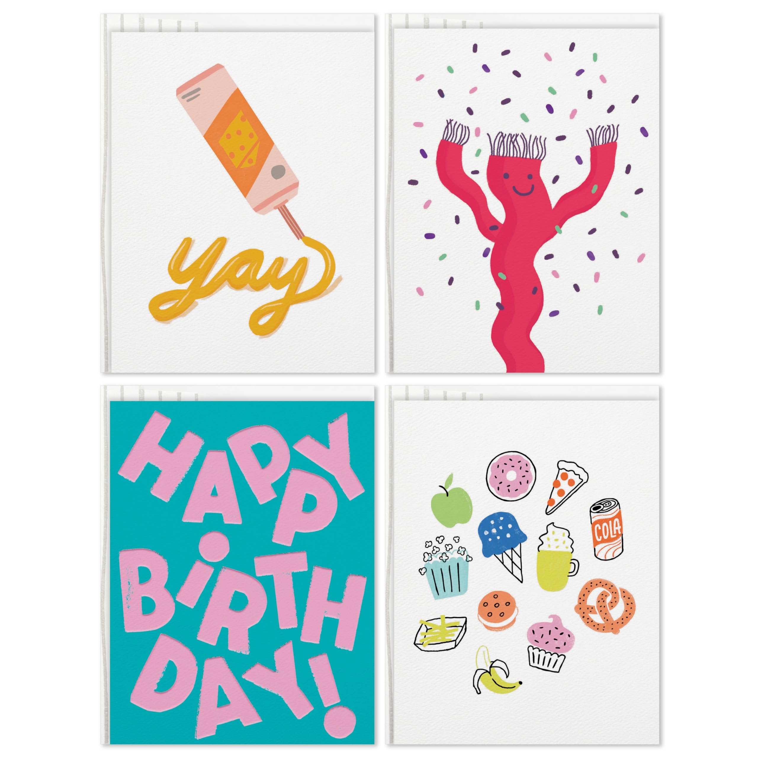 Amazon Hallmark Good Mail Fun Birthday Cards 4 Cards With Envelopes For Friends Coworkers Siblings Office Products