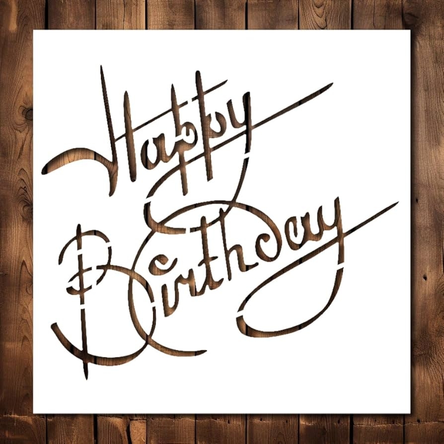 Amazon Happy Birthday Stencil Template Reusable Happy Bday Stencils For Painting On Wood Glass Wall Rock Walls Canvas Glassware Spray Painting Airbrushing 4 X 4 Arts Crafts U0026 Sewing
