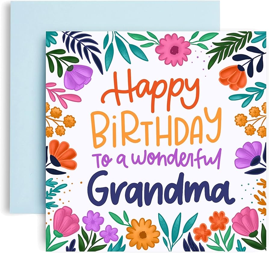 Amazon Huxters Birthday Card Grandma Birthday Cards With Floral Print Birthday Cards For Her Gifts For Women Luxurious Print With Vivid Colours Recyclable Envelope Included 148 X 148mm Grandma Office Products