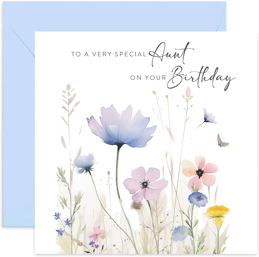 Amazon Old English Co Very Special Aunt Birthday Wishes Card Happy Birthday Card For Her Watercolour Artwork Flower Meadow Female Birthday Card For Family Blank Inside 150x150mm Office Products Amazon Old English Co Very Special Aunt Birthday Wishes Card Happy Birthday Card For Her Watercolour Artwork Flower Meadow Female Birthday Card For Family Blank Inside 150x150mm Office Products