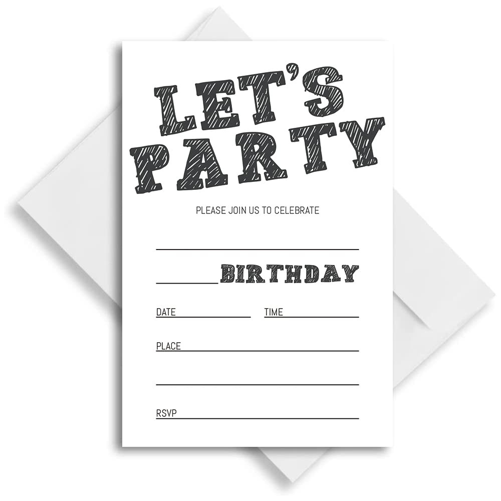Amazon Simple Black And White Birthday Invitations Birthday Invitations For Boys Teens Kids Girls Birthday Invitations Birthday Party Invitations Let s Party 020 Home U0026 Kitchen Amazon Simple Black And White Birthday Invitations Birthday Invitations For Boys Teens Kids Girls Birthday Invitations Birthday Party Invitations Let s Party 020 Home U0026 Kitchen