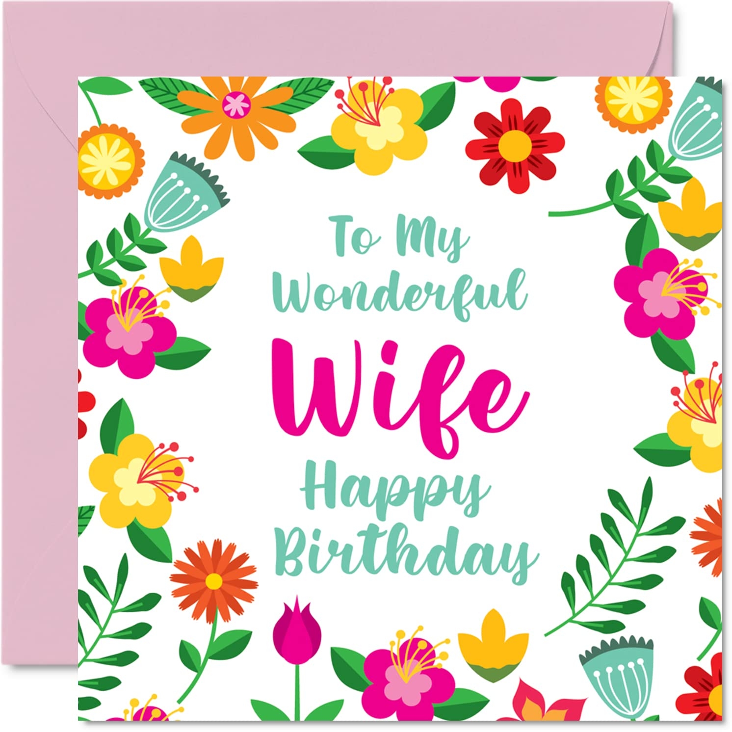Amazon Stuff4 Fun Birthday Cards For Wife Wonderful Female Cute Happy Birthday Card For Wife From Husband Partner Wifey Birthday Gift 5 7 X 5 7 Inch Valentines Anniversary Floral Greeting