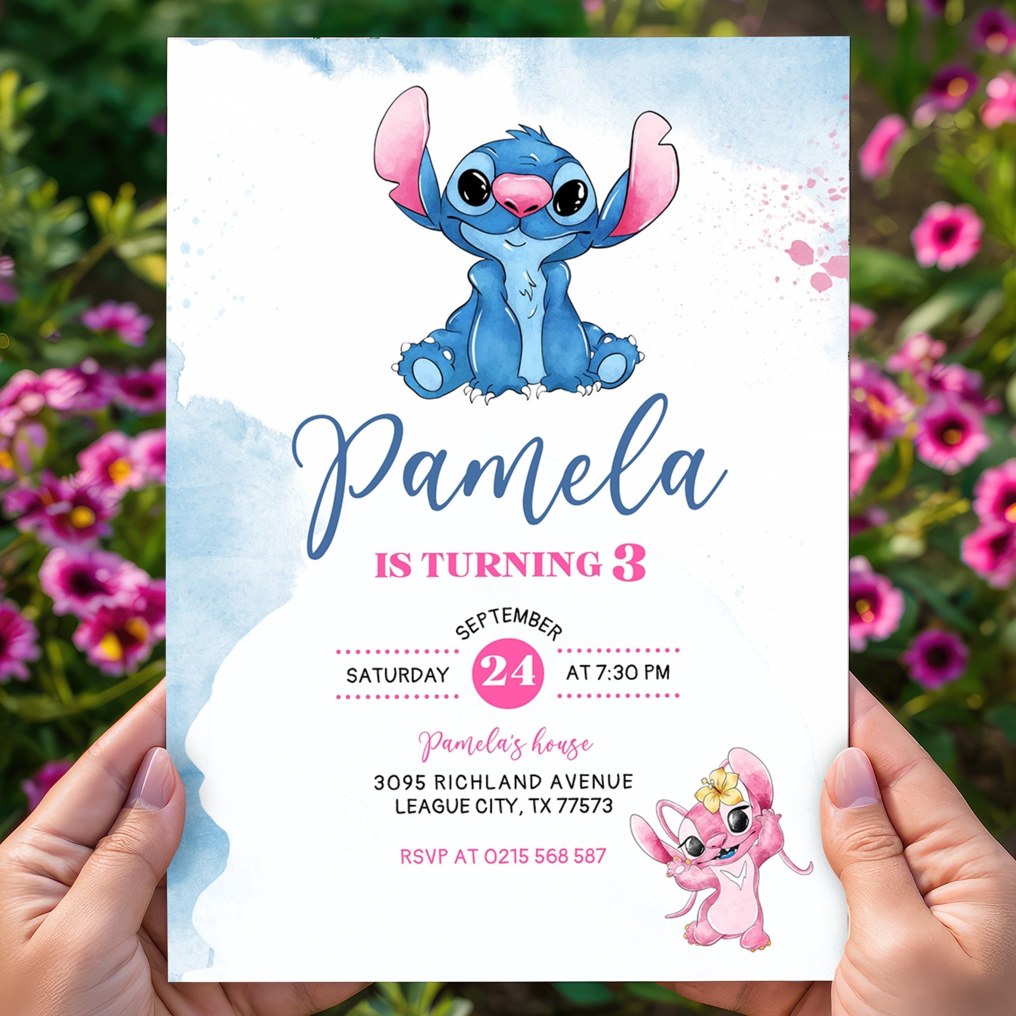 Angel And Stitch Birthday Invitation Template Editable Stitch 