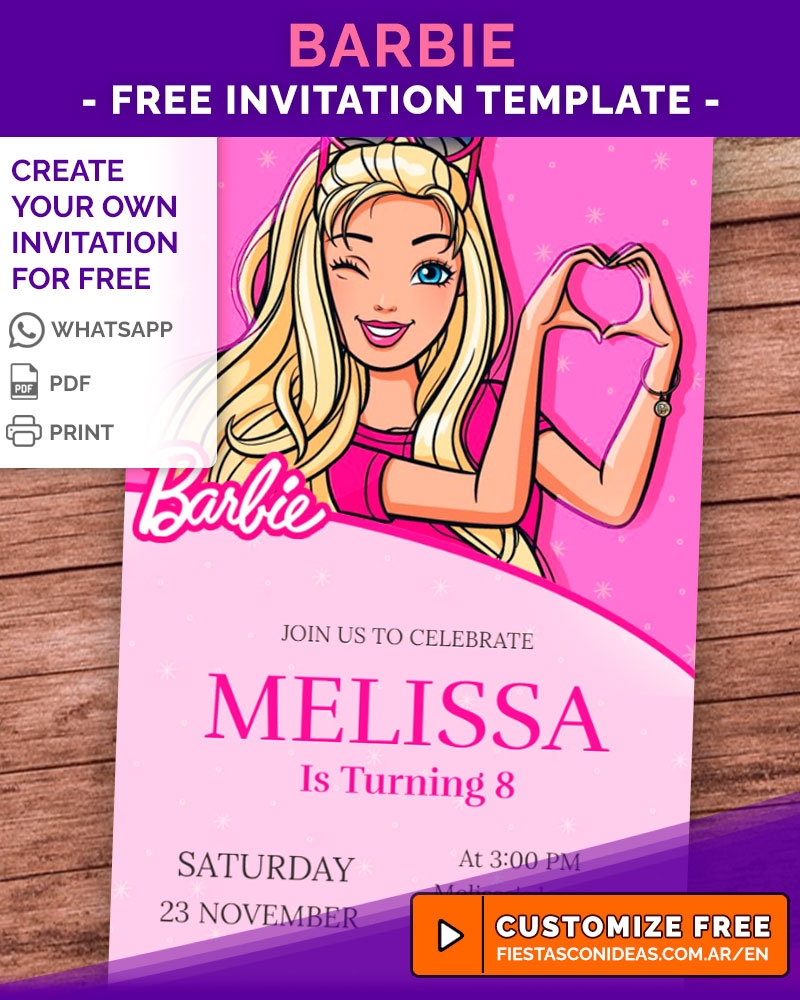 printable barbie birthday card