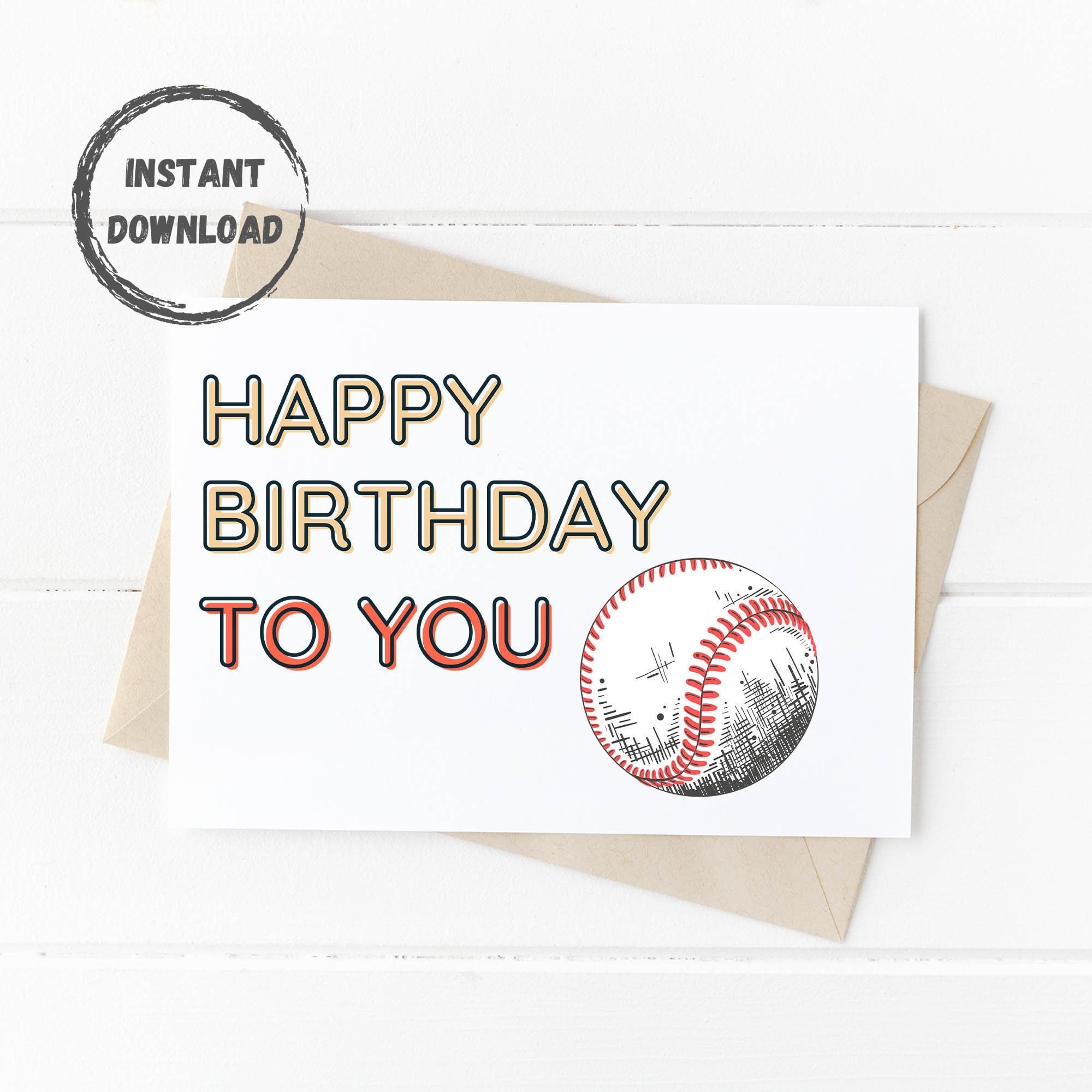 Baseball Birthday Card Printable Greeting Card Digital Download 