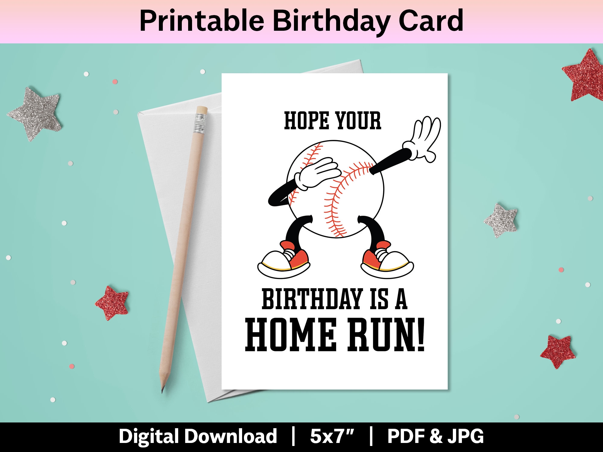 Baseball Birthday Card Printable Happy Birthday DIY Card For Son Baseball Birthday Card Printable Happy Birthday DIY Card For Son