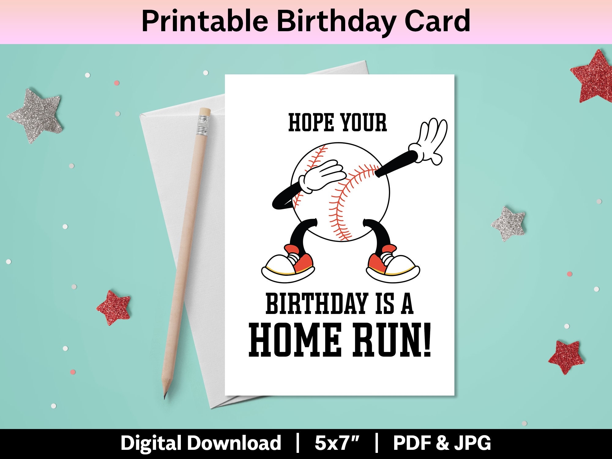 Baseball Birthday Card Printable Happy Birthday DIY Card For Son 