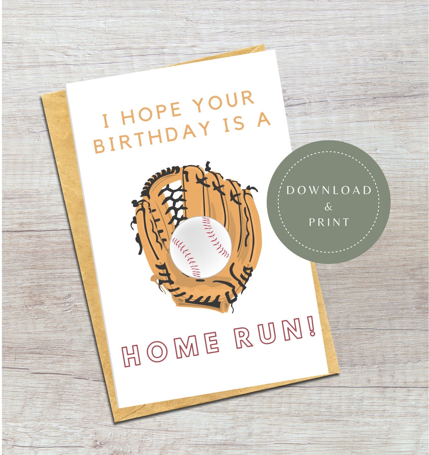 Baseball Birthday Card Printable Sport Card digital Download 