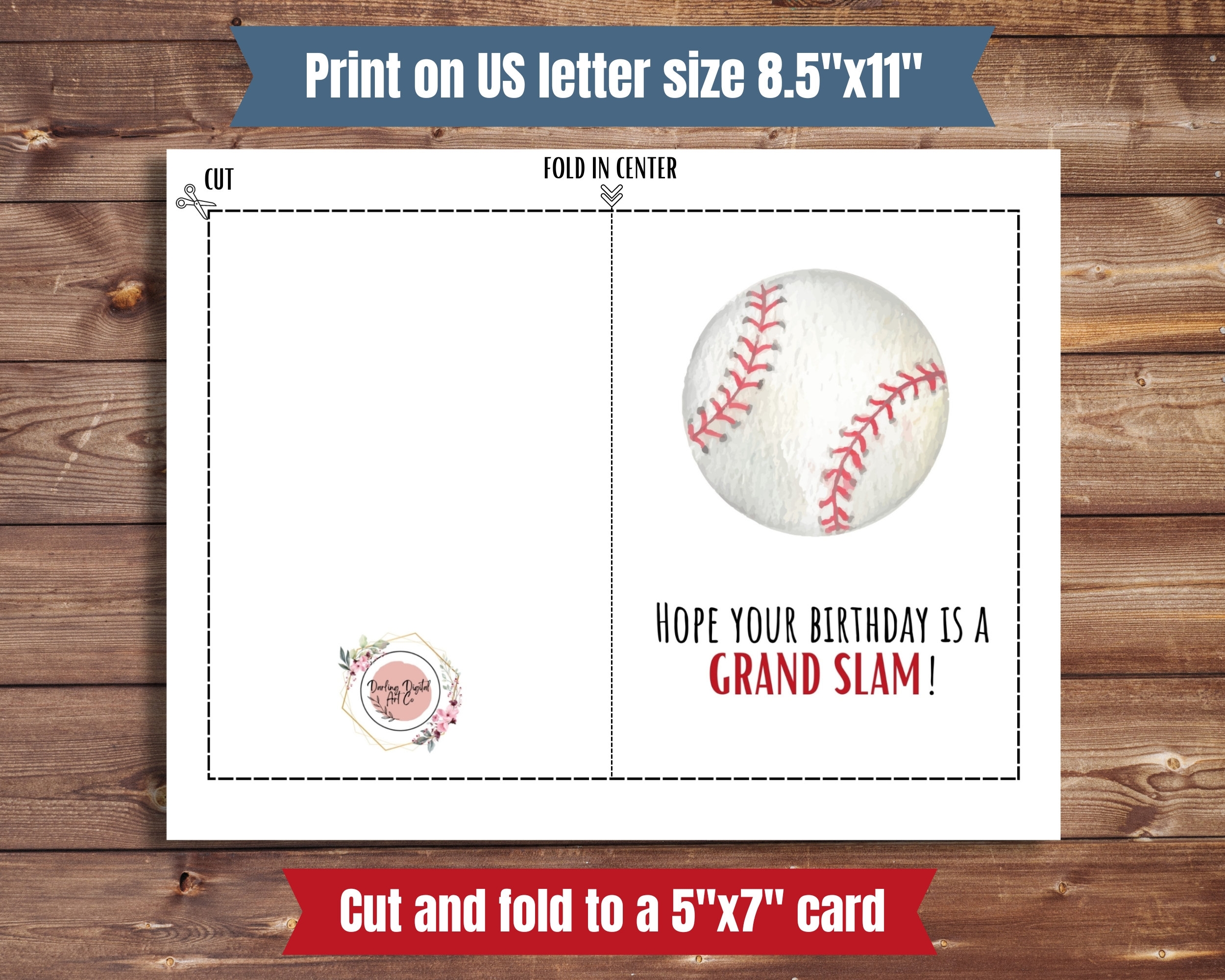 Baseball Birthday Card Printable Sports Bday Card Baseball Lover 