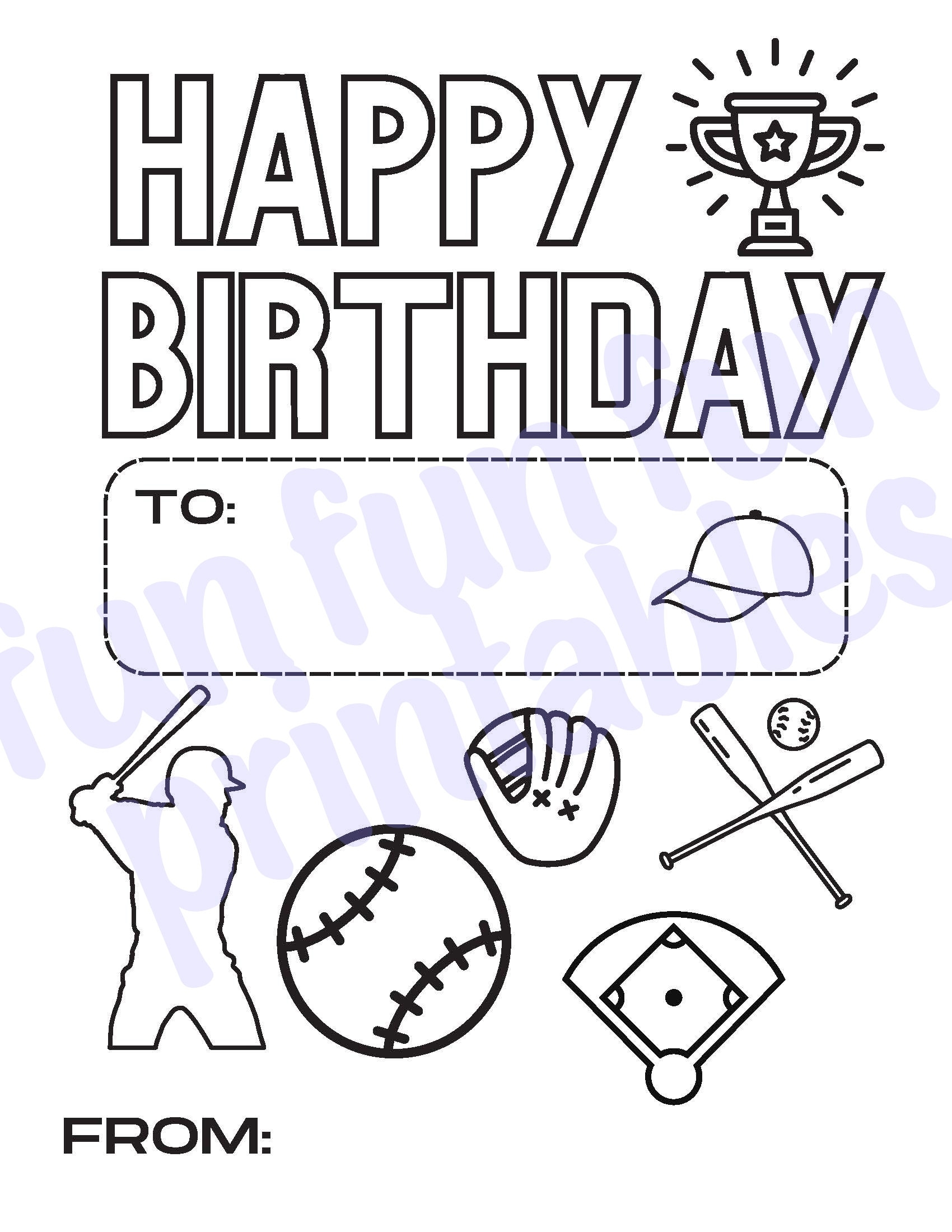 Printable Baseball Birthday Card