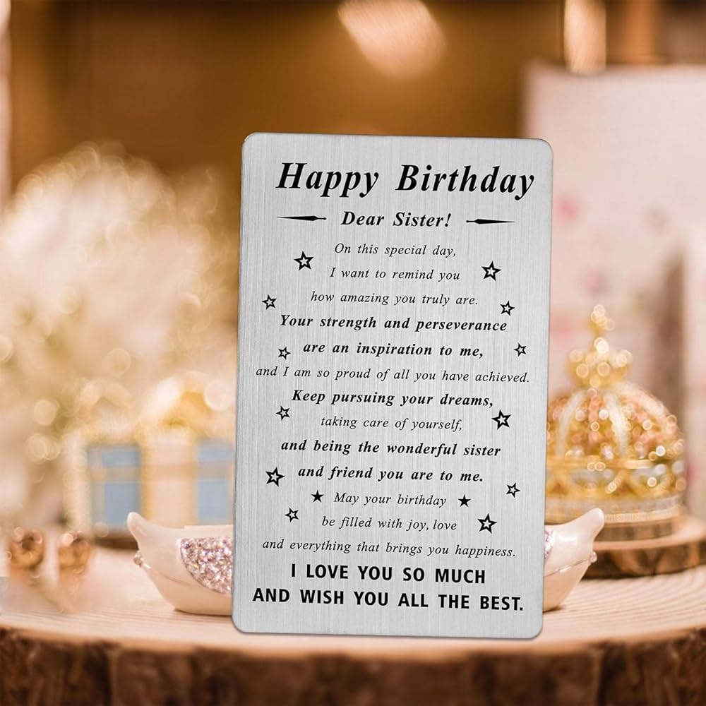 BAZLJY Sister Birthday Cad Engraved Birthday Gifts For Sister Happy Birthday My Dear Sister Gifts Amazon in Office Products BAZLJY Sister Birthday Cad Engraved Birthday Gifts For Sister Happy Birthday My Dear Sister Gifts Amazon in Office Products