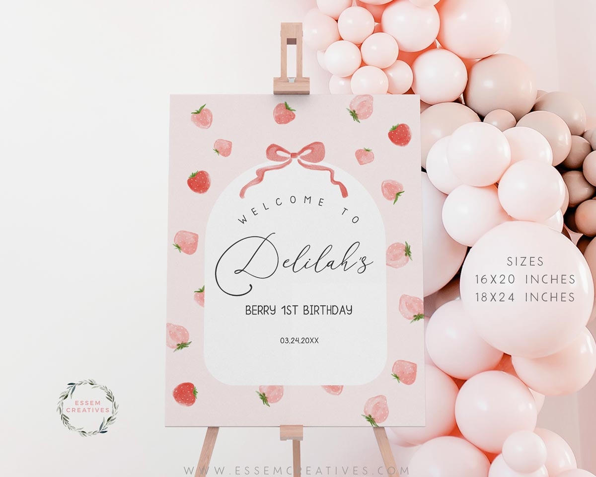 Berry First Birthday Party Welcome Sign Template Printable Strawberry Birthday Party Decor 16x20 18x24 Editable Decor Modern Minimal 504 Berry First Birthday Party Welcome Sign Template Printable Strawberry Birthday Party Decor 16x20 18x24 Editable Decor Modern Minimal 504