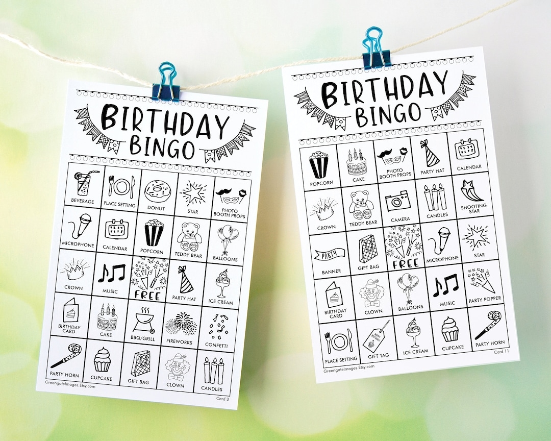 Birthday Bingo Cards Printable Bingo Cards Black And White 50 Cards Senior Citizen Activities Kids Game Idea Birthday Party Game Pdf Etsy Birthday Bingo Cards Printable Bingo Cards Black And White 50 Cards Senior Citizen Activities Kids Game Idea Birthday Party Game Pdf Etsy