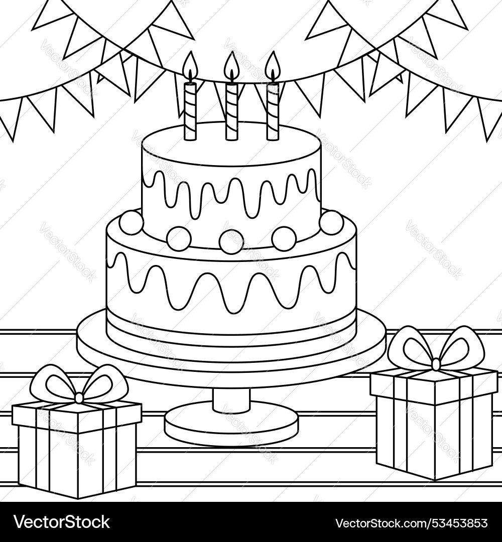 Birthday Cake Outline Vector Images over 20 000