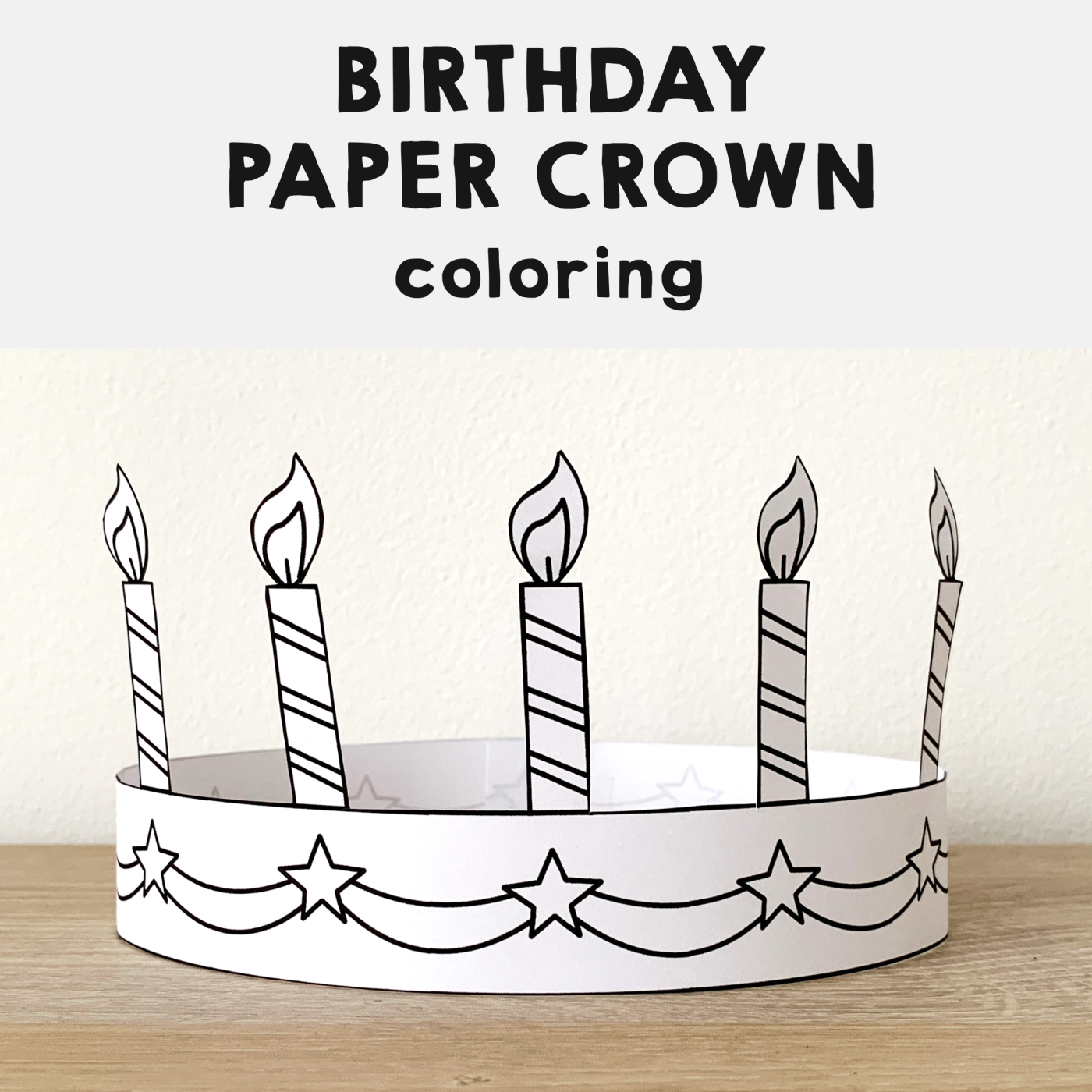 Birthday Cake Paper Crown Printable Coloring Craft