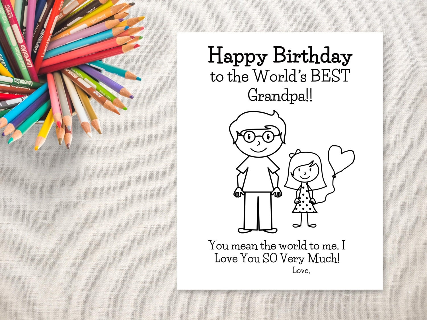 Birthday Coloring Printable Girl U0026 Grandpa Birthday Card To Grandpa From Granddaughter