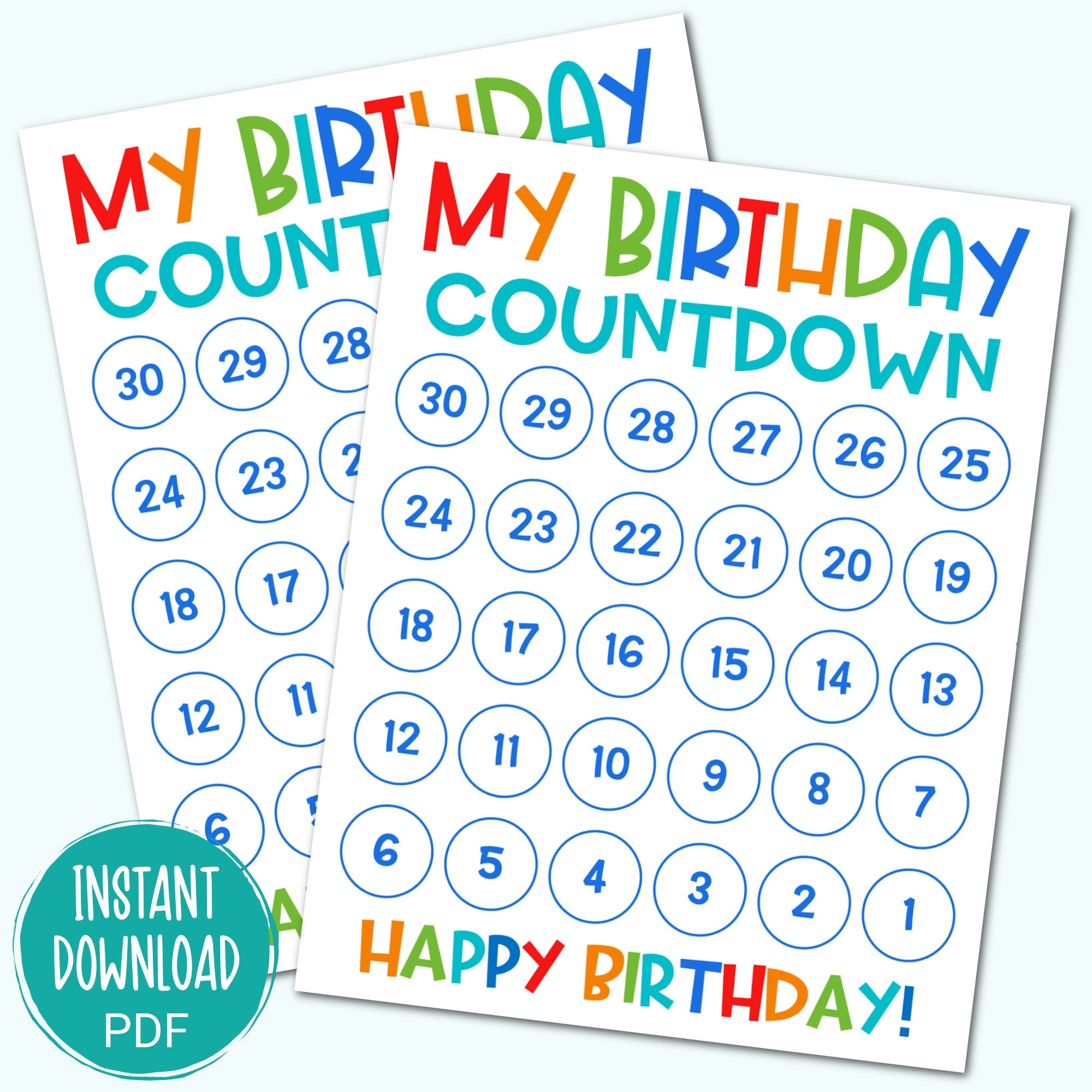 Birthday Countdown Printable For Kids Birthday Advent Calendar For Kids Printable Birthday Countdown For Kids Birthday Countdown PDF Etsy