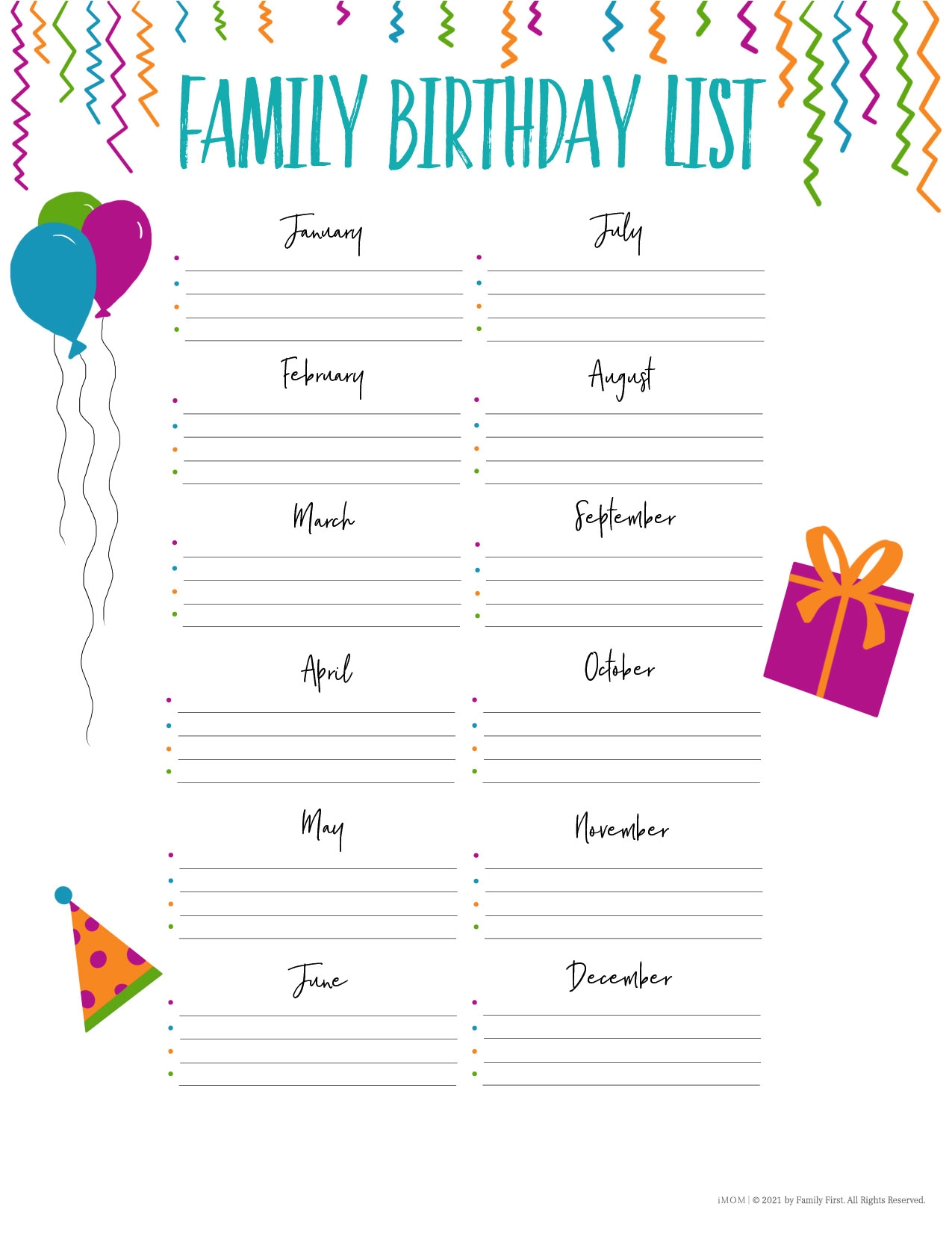 Birthday List Printable Keep Track Of Everyone s Special Day IMOM