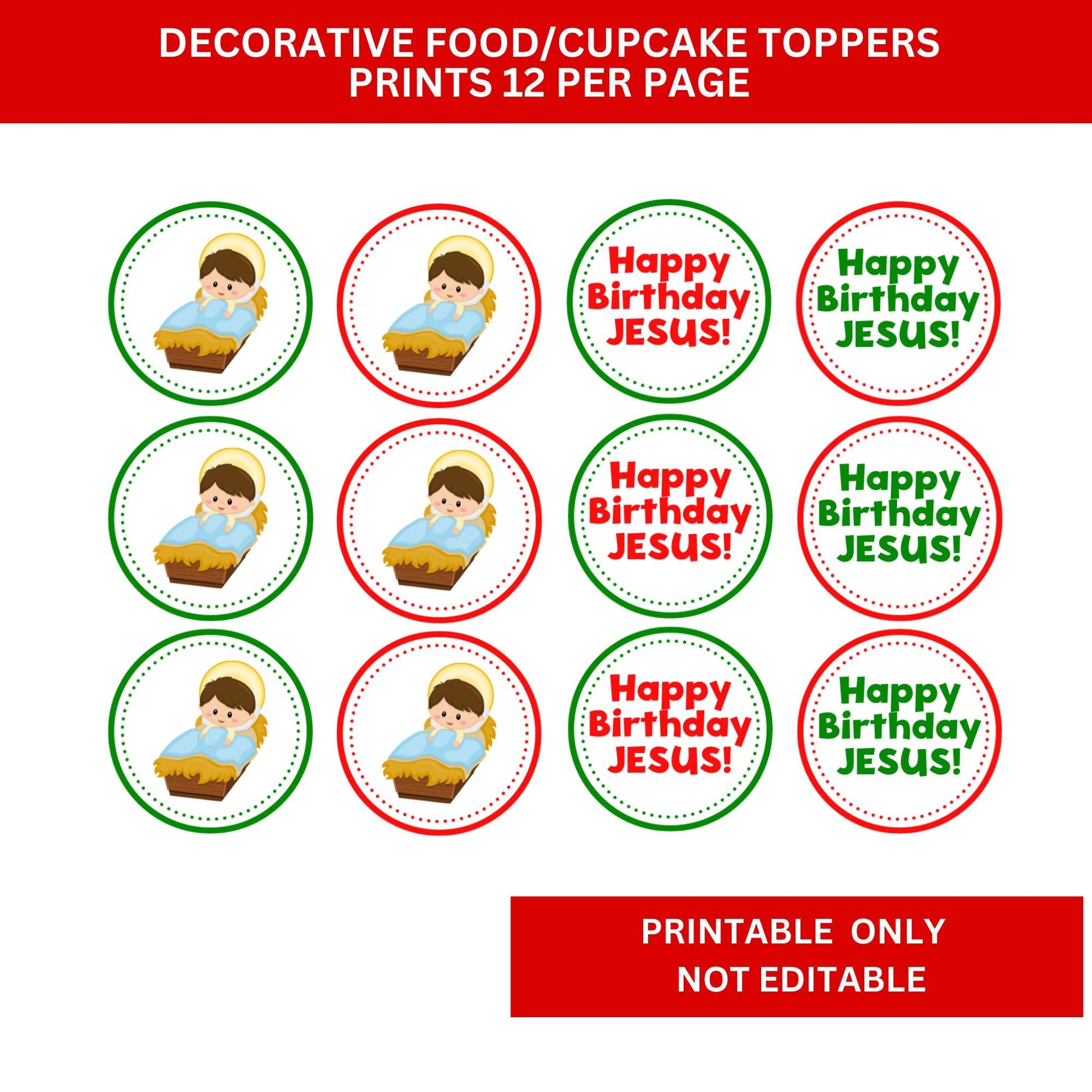 jesus birthday cupcake toppers free printable
