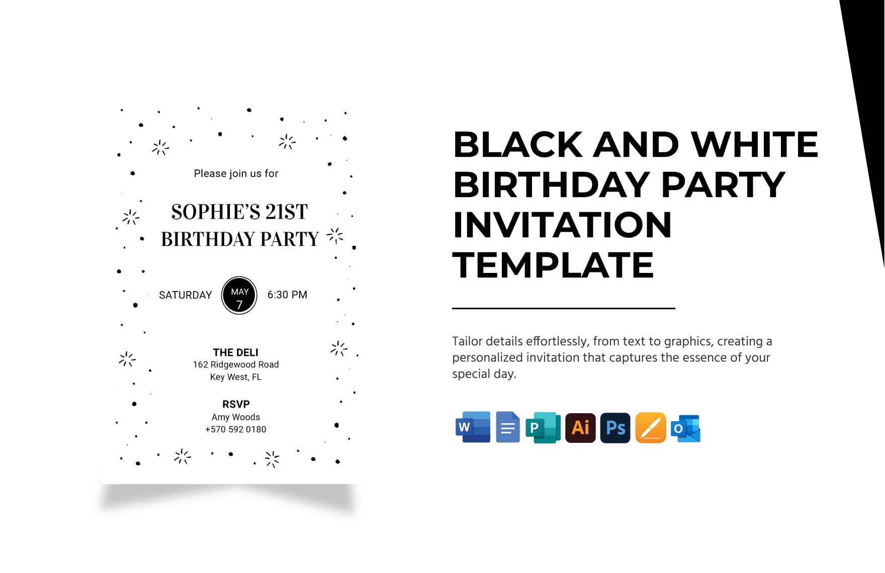 free printable black and white birthday invitation templates