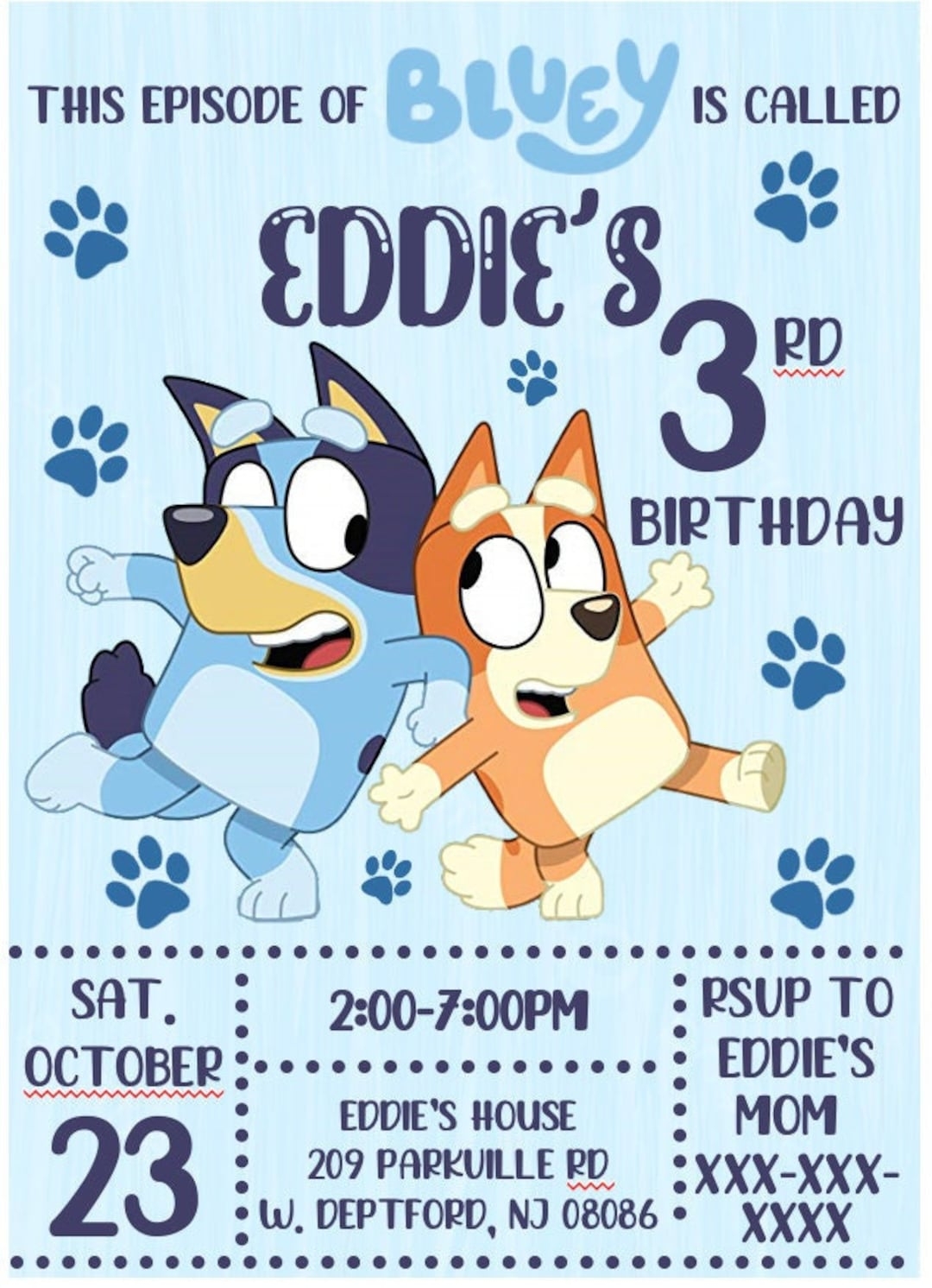 Bluey Birthday Invite Etsy Bluey Birthday Invite Etsy