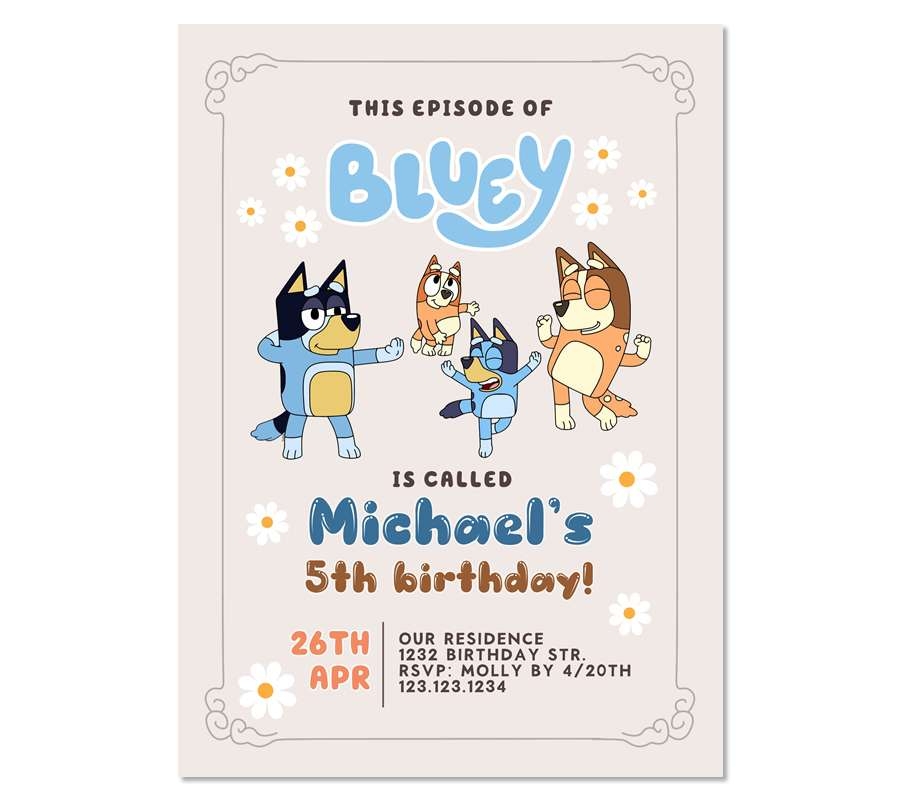 Bluey Birthday Party Invitation Edit Online Instant Download Bluey Birthday Party Invitation Edit Online Instant Download