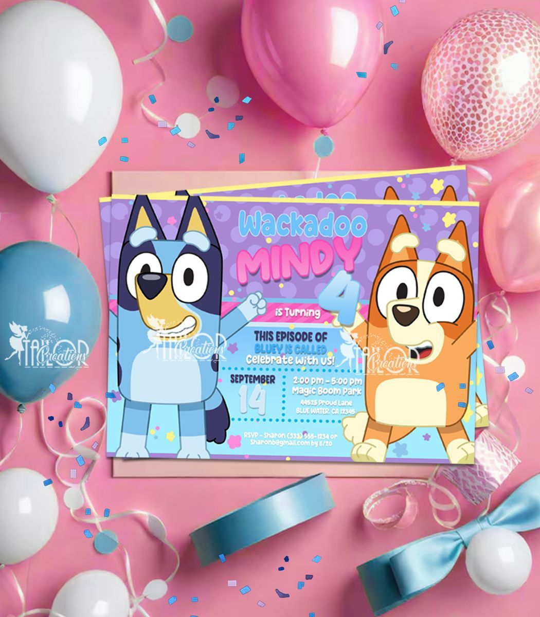 Bluey Custom Birthday Invitations DIY Print Flat Invites Bluey Printable Invitations Bluey Custom Birthday Invitations DIY Print Flat Invites Bluey Printable Invitations