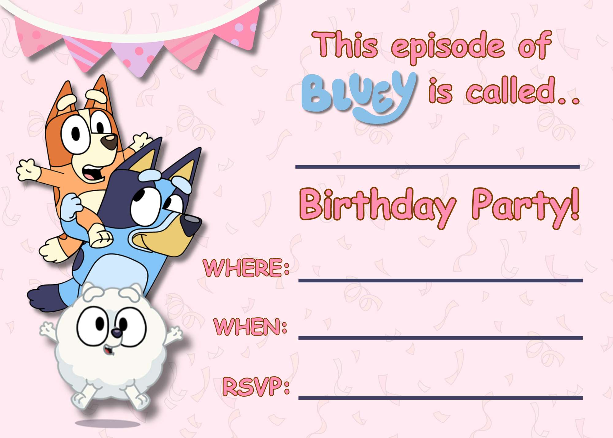 Free Printable Template Printable Bluey Birthday Invitation