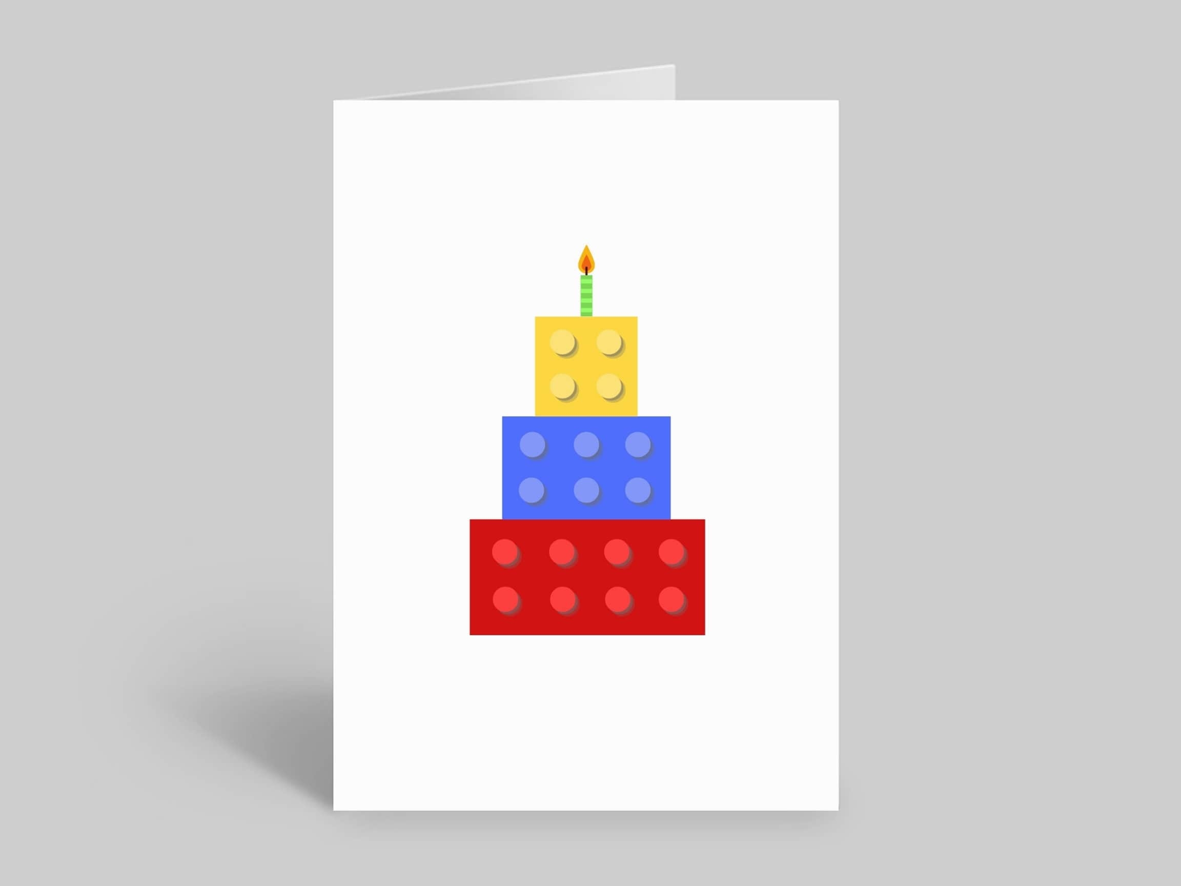 Building Block Happy Birthday Card Happy Birthday Cake Design Card