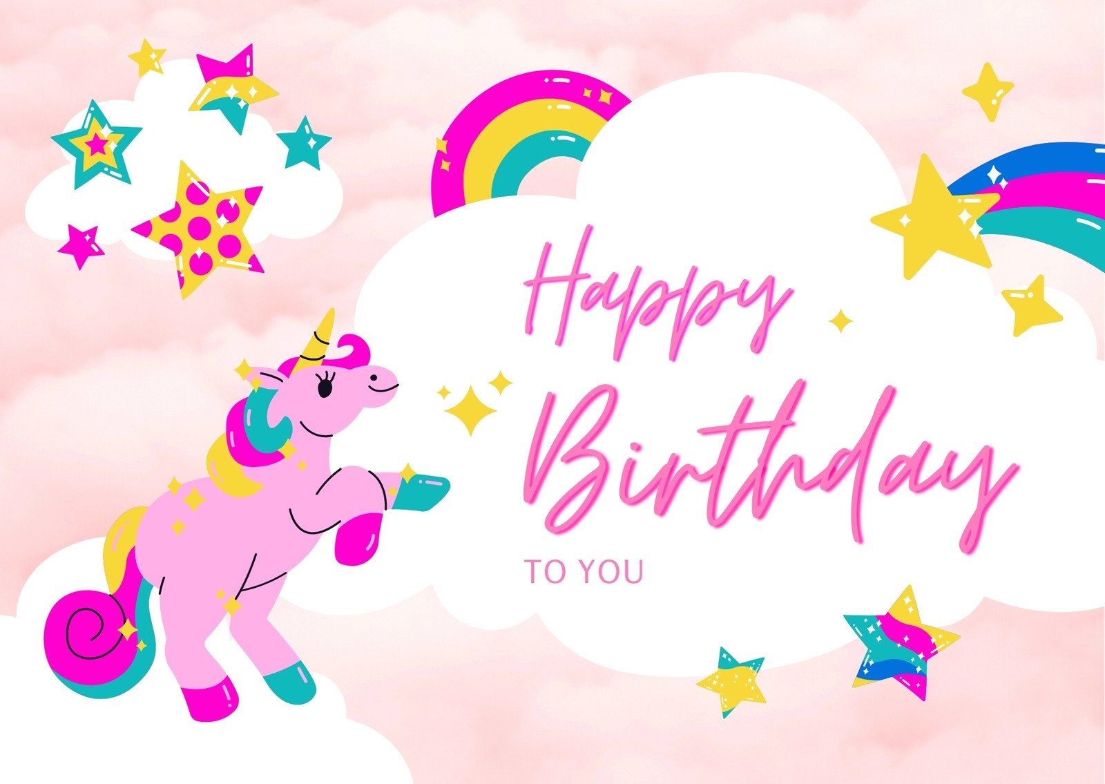 Unicorn Printable Birthday Card