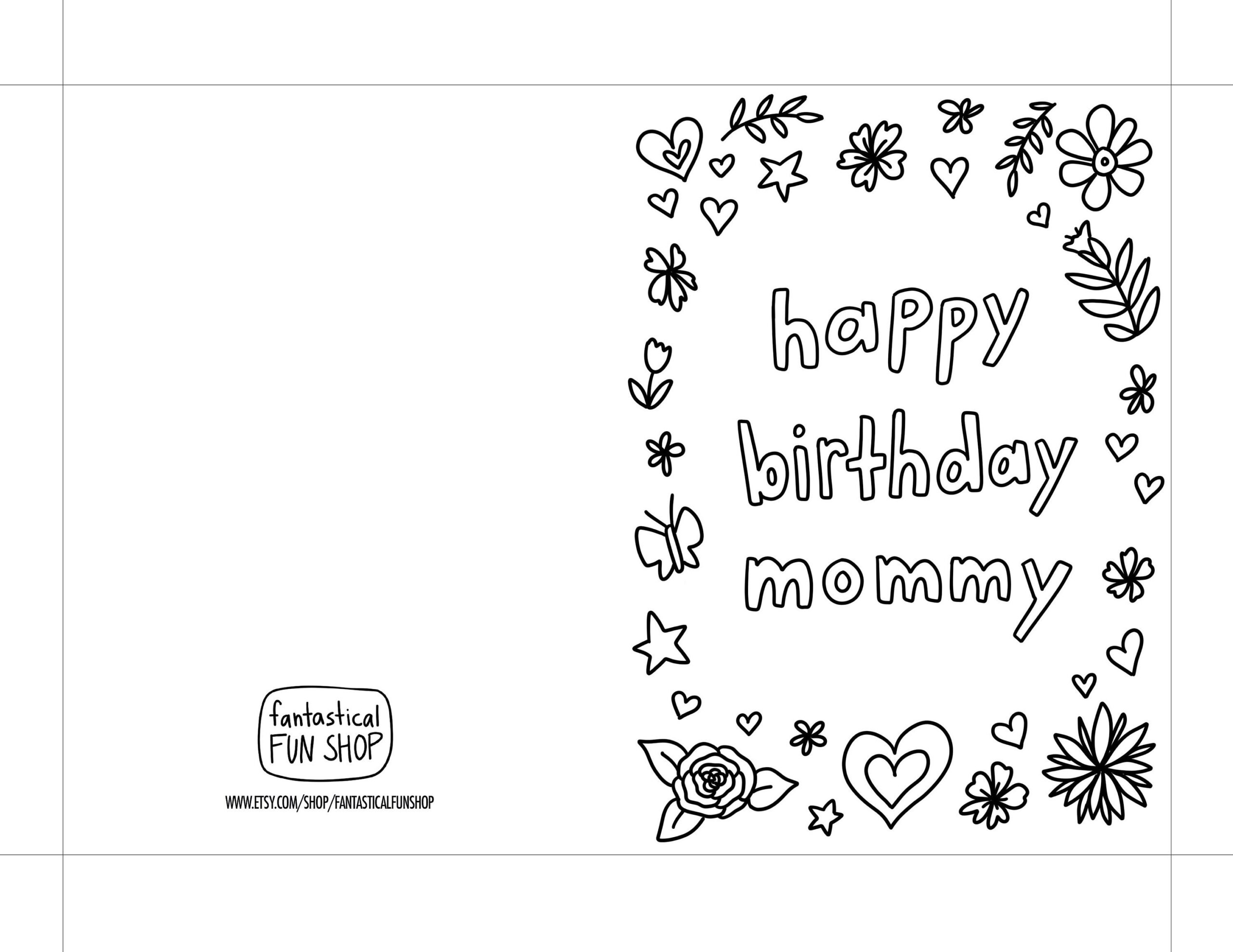 Colorable Birthday Card For Mom Kid s Coloring Page printable Etsy