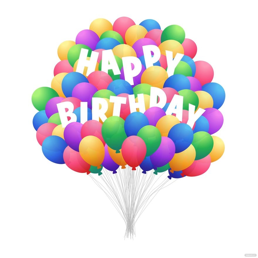 Colorful Happy Birthday Balloons Vector In Illustrator SVG JPG EPS PNG Download Template