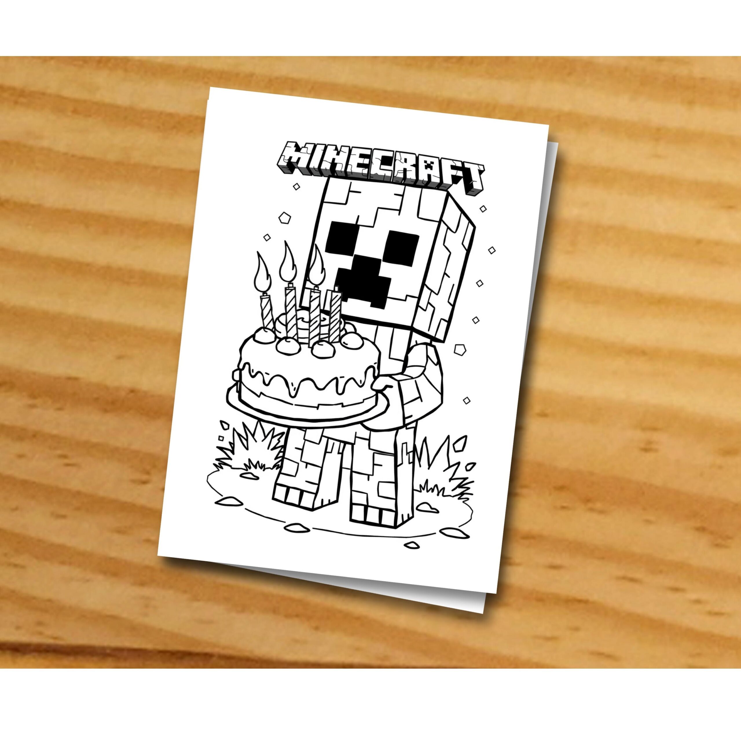 Coloring Minecraft Card Minecraft Birthday Card Printable