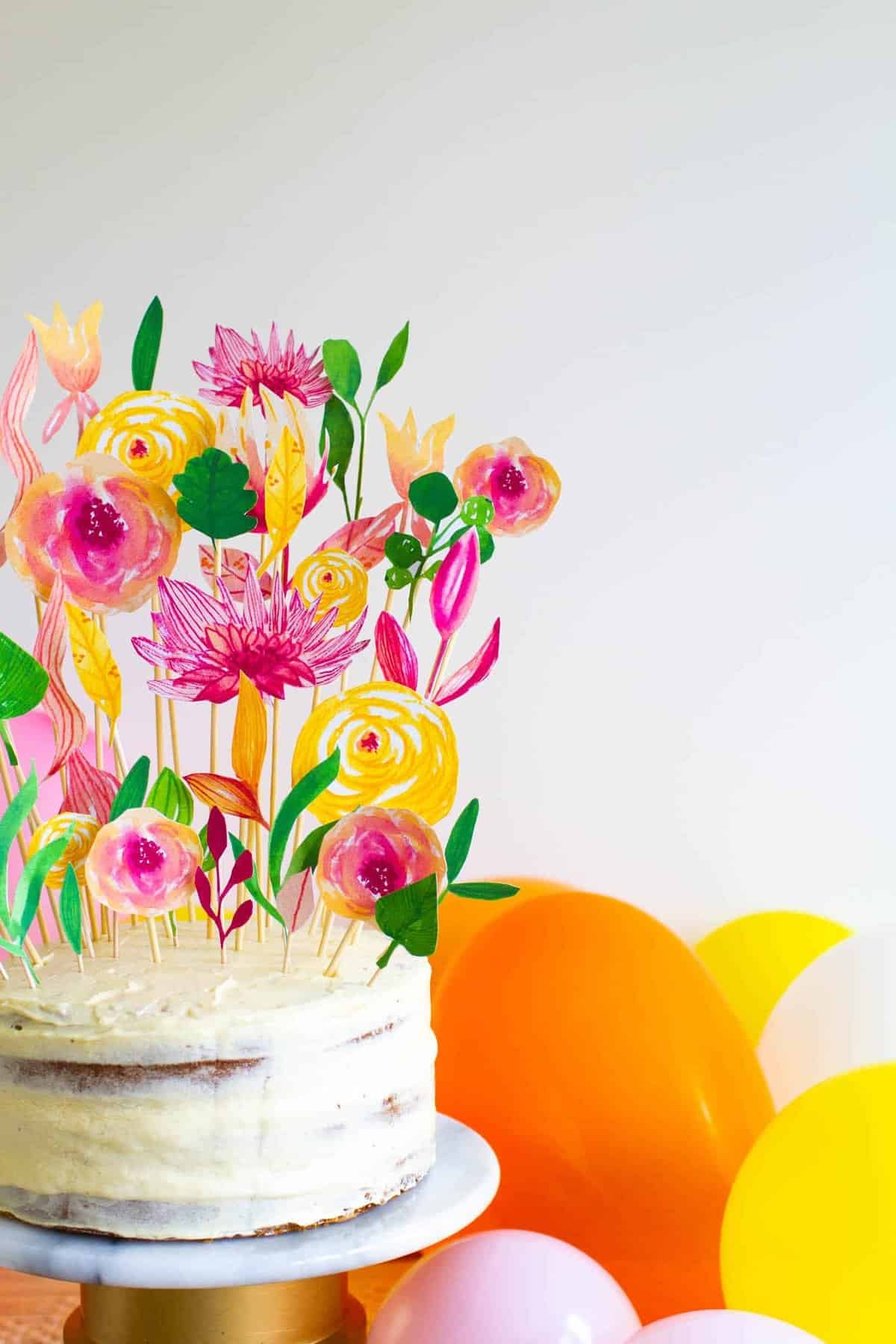 DIY FLORAL CAKE TOPPER PRINTABLE FOR BIRTHDAYS MOTHERS DAY WEDDINGS Bespoke Bride Wedding Blog