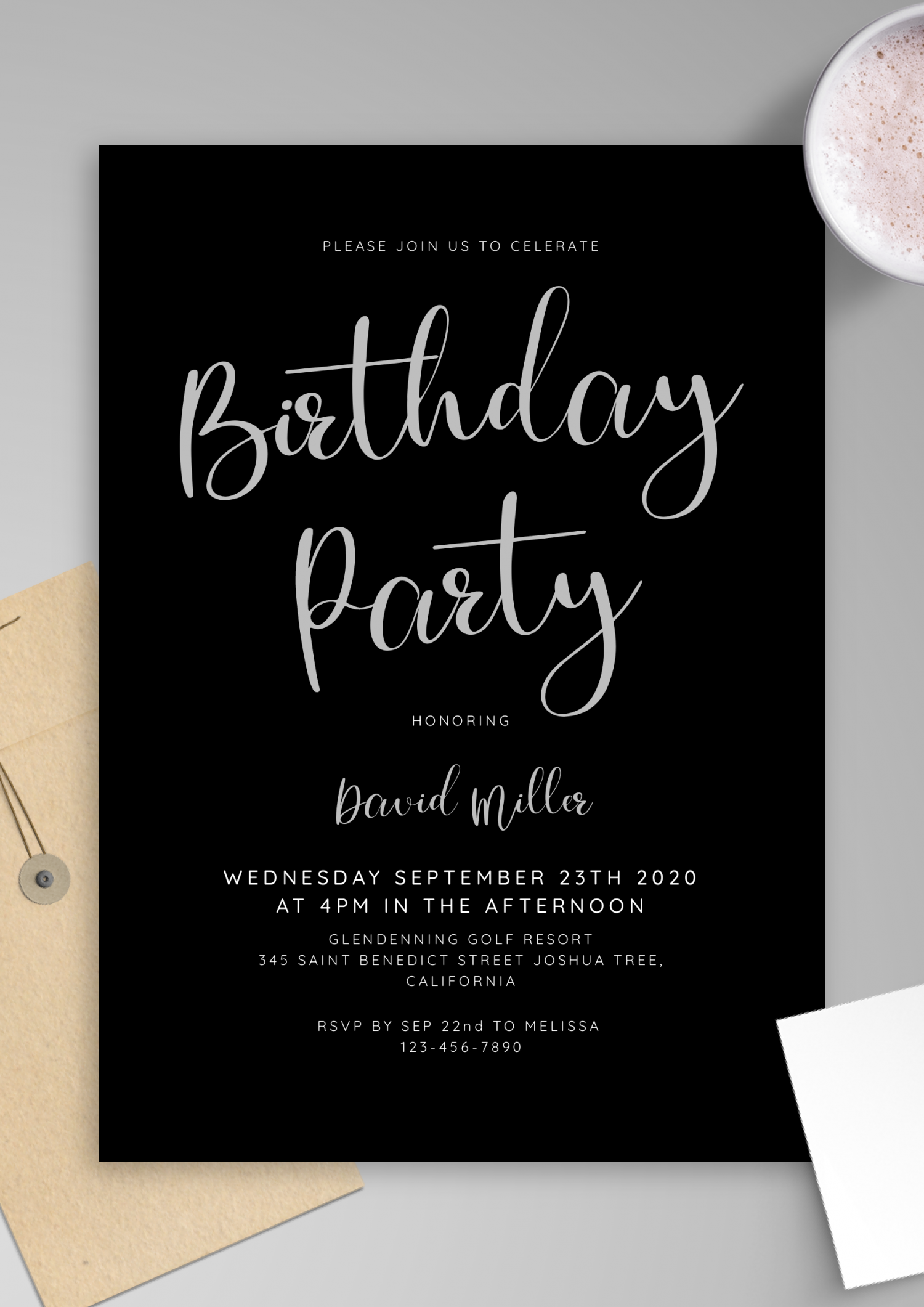 Download Printable Black And White Men s Birthday Invitation PDF Download Printable Black And White Men s Birthday Invitation PDF